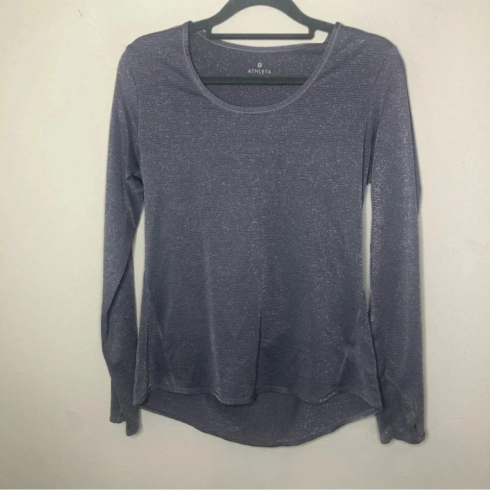 Athleta Silvery Long Sleeve Top Size Small
